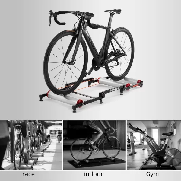 ROCKBROS Bike Rollers Adjustable Bike Trainer Stand Foldable Indoor Cycling Bicycle Roller with Resistance for MTB Road Bike ExerciseBlack