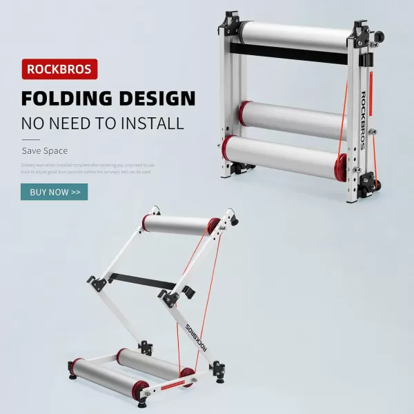 ROCKBROS Bike Rollers Adjustable Bike Trainer Stand Foldable Indoor Cycling Bicycle Roller with Resistance for MTB Road Bike ExerciseWhite