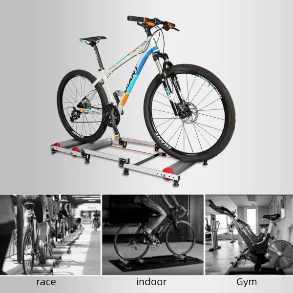 ROCKBROS Bike Rollers Adjustable Bike Trainer Stand Foldable Indoor Cycling Bicycle Roller with Resistance for MTB Road Bike ExerciseWhite
