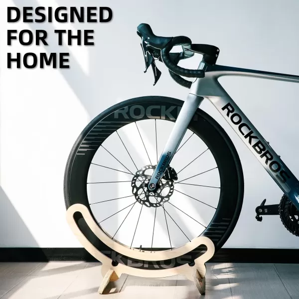 ROCKBROS Bike Stand Indoor Bike Stand Floor Bicycle Rack Wooden Display Stand Bike Storage Rack Wheel Display Stand Bike Stop Suitable For 700C Road Bike 23C30C