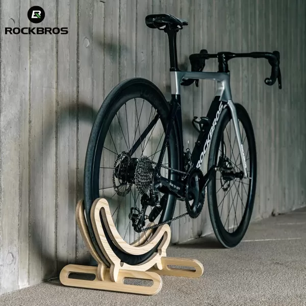 ROCKBROS Bike Stand Indoor Bike Stand Floor Bicycle Rack Wooden Display Stand Bike Storage Rack Wheel Display Stand Bike Stop Suitable For 700C Road Bike 23C30C