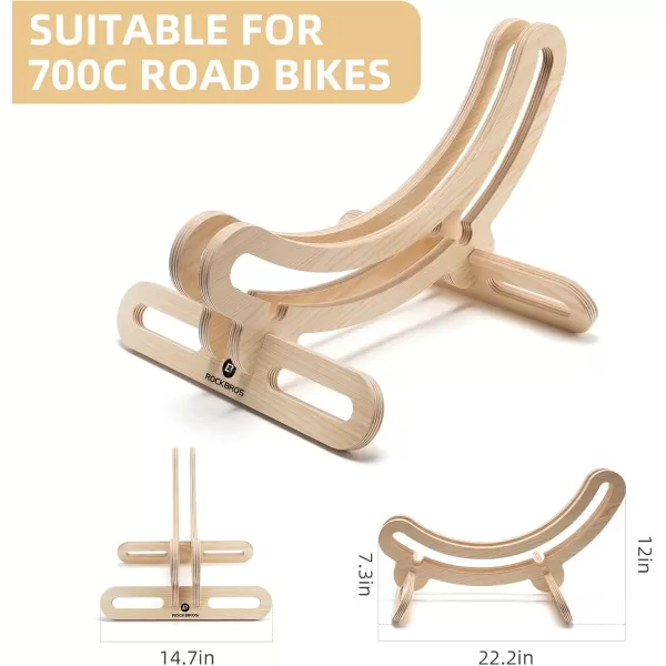 ROCKBROS Bike Stand Indoor Bike Stand Floor Bicycle Rack Wooden Display Stand Bike Storage Rack Wheel Display Stand Bike Stop Suitable For 700C Road Bike 23C30C