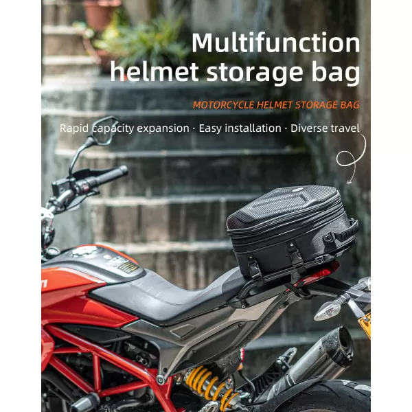 ROCKBROS EVA Hard Shell Motorcycle Tail Bag Waterproof Motorcycle Seat Bag Expandable Helmet Bag 35L Luggage Bag