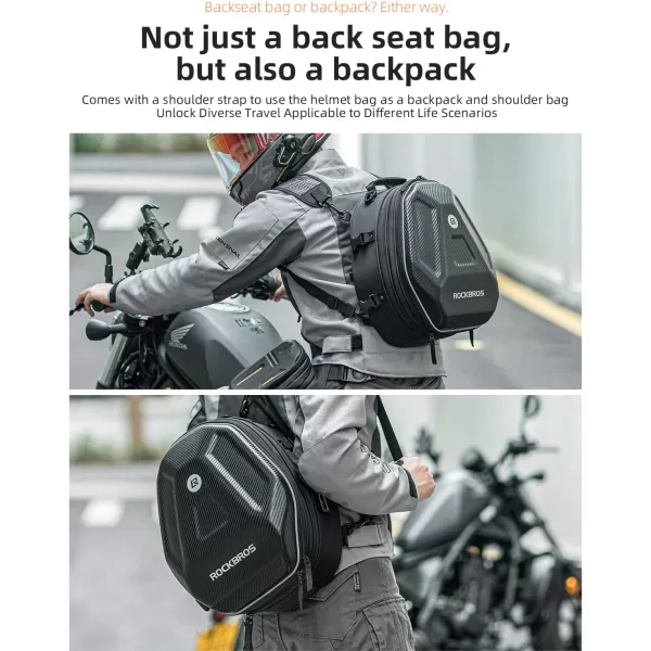 ROCKBROS EVA Hard Shell Motorcycle Tail Bag Waterproof Motorcycle Seat Bag Expandable Helmet Bag 35L Luggage Bag