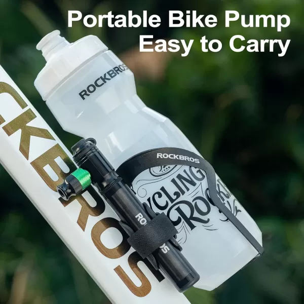 ROCKBROS Mini Bike Pump 110PSI Hand Pump and CO2 Inflator Dual Purpose Presta and Schrader Valve Compatible Bicycle Tire Pump for Road and Mountain Bikes Insulated Sleeve  No CO2 Cartridges Included