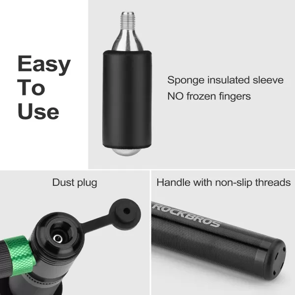ROCKBROS Mini Bike Pump 110PSI Hand Pump and CO2 Inflator Dual Purpose Presta and Schrader Valve Compatible Bicycle Tire Pump for Road and Mountain Bikes Insulated Sleeve  No CO2 Cartridges Included