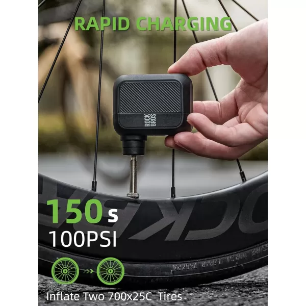 ROCKBROS Mini Bike Pump Portable Bike Tire Pump 100PSI Electric Bike Pump Mini Air Pump Tire Inflator Rechargeable with Presta Schrader Valve