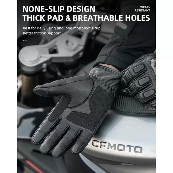 ROCKBROS Motorcycle Gloves Goatskin Bicycle Gloves Breathable Carbon Fiber Protection Sensitive Finger Retro Motorcycle Gloves for Bobber Harley Davidson Indian Honda Road Motorcycle Bikes