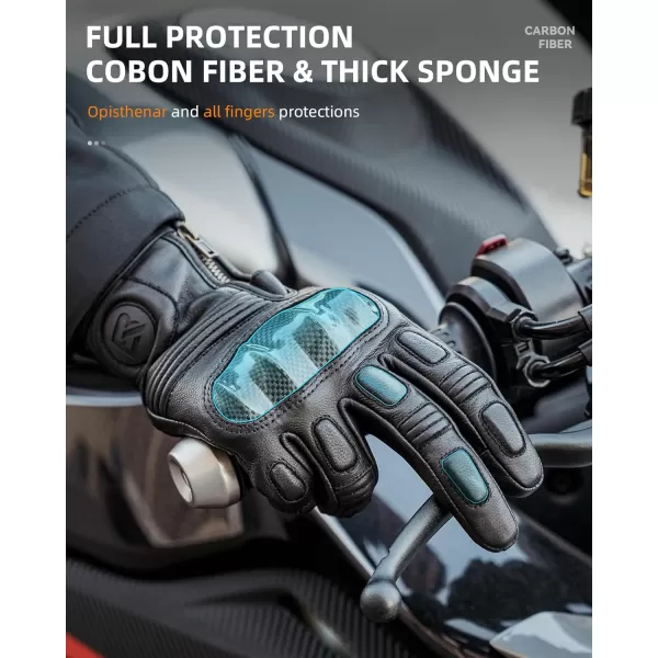 ROCKBROS Motorcycle Gloves Goatskin Bicycle Gloves Breathable Carbon Fiber Protection Sensitive Finger Retro Motorcycle Gloves for Bobber Harley Davidson Indian Honda Road Motorcycle Bikes