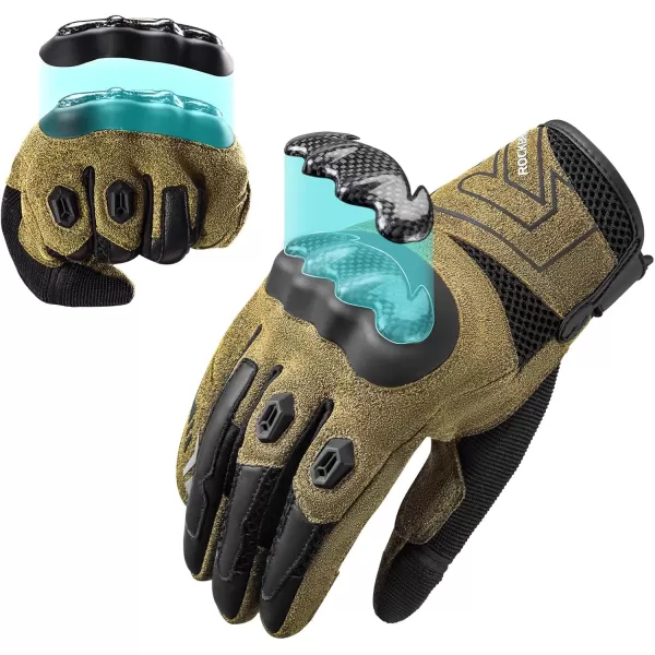 ROCKBROS Motorcycle Gloves for Men Women Full Finger Motorbike Gloves Touchscreen Motorcycle Gear with Hard Carbon Fiber Shell for Motorcross Racing Dirt Bike ATV UTV MTB Cycling BrownASIA XXLUS XL