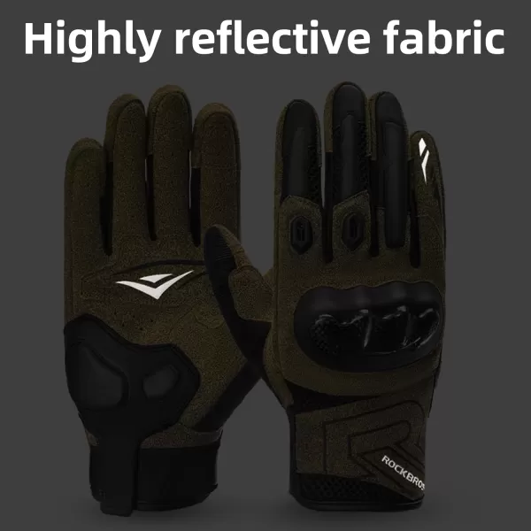 ROCKBROS Motorcycle Gloves for Men Women Full Finger Motorbike Gloves Touchscreen Motorcycle Gear with Hard Carbon Fiber Shell for Motorcross Racing Dirt Bike ATV UTV MTB Cycling BrownASIA MUS S