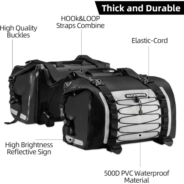 ROCKBROS Motorcycle Saddle Bags Motorcycles Saddlebags Waterproof 60L for Honda Yamaha Suzuki Removable Side Bag Pack Detachable Bag 2 PCSGrey