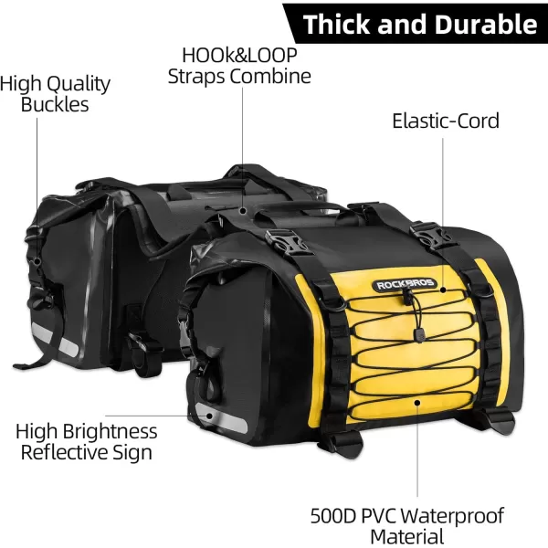 ROCKBROS Motorcycle Saddle Bags Motorcycles Saddlebags Waterproof 60L for Honda Yamaha Suzuki Removable Side Bag Pack Detachable Bag 2 PCSYellow