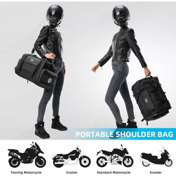 ROCKBROS Motorcycle Tail Bag 50L Expandable Motorcycle Travel Luggage Bag Motorcycle Rear Seat Saddle Bag Motorbike Accessories Storage Bag with Waterproof Rain Cover Black