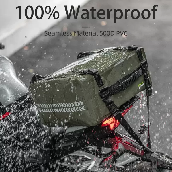ROCKBROS Motorcycle Tail Bag Waterproof 30L Universal Motor Seat Bag Luggage Pannier Dry Bag Army Green