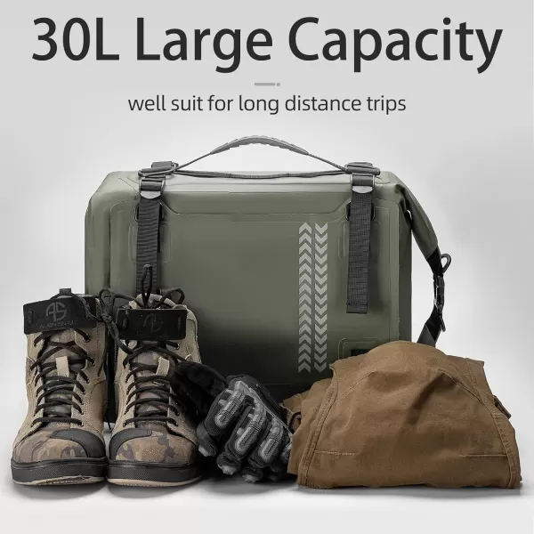 ROCKBROS Motorcycle Tail Bag Waterproof 30L Universal Motor Seat Bag Luggage Pannier Dry Bag Army Green