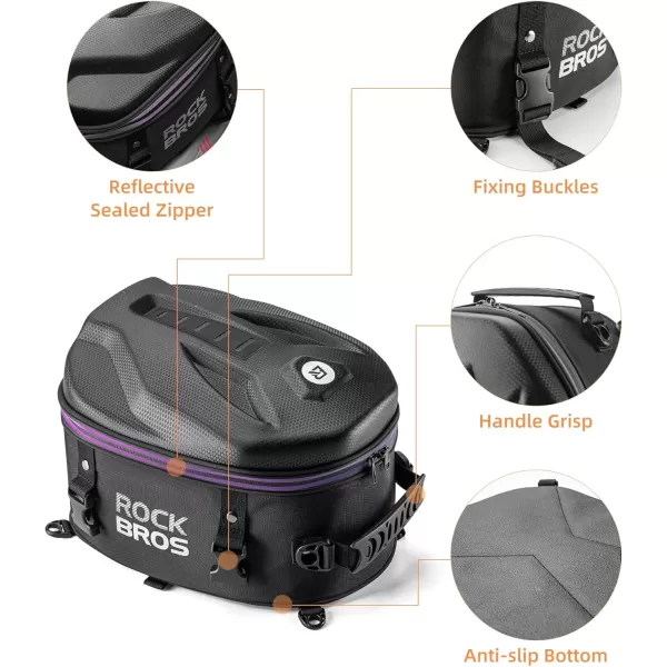 ROCKBROS Motorcycle Tail Bag Waterproof Motorcycle Rear Seat Bag 125L Large Motorcycle Backpacks with Hard Shell Design Motorcycle Storage Bags