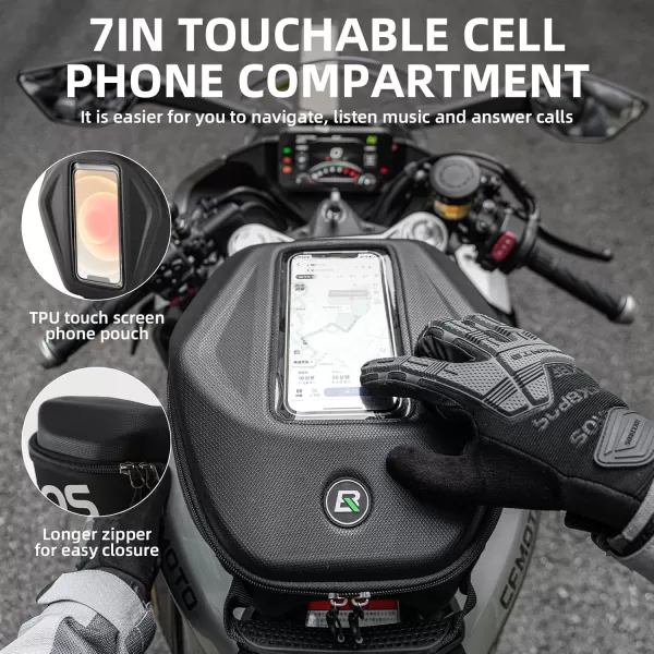 ROCKBROS Motorcycle Tank Bag 7 Inch Touchscreen Phone Bag Waterproof Tank Phone Bag Storage Universal Oil Fuel Tank Bag 7L For Motorcycle