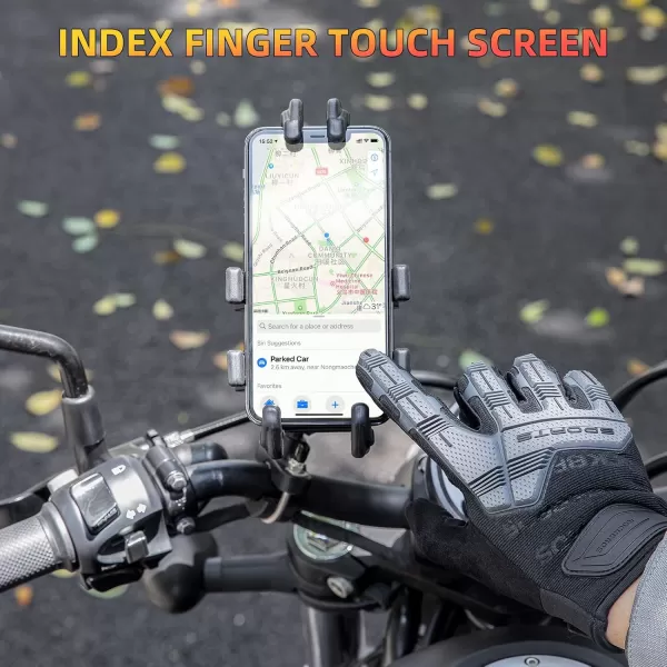ROCKBROS Mountain Bike Gloves Dirt Bike Gloves Motorcycle Cycling Gloves with 6MM Gel Pad Touch Screen Knuckle Protection Gloves for BMX MX ATV MTB Racing Blackblack