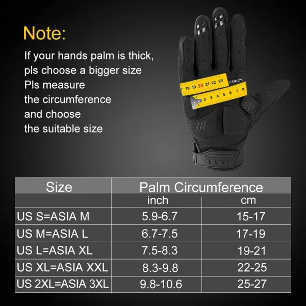 ROCKBROS Mountain Bike Gloves Dirt Bike Gloves Motorcycle Cycling Gloves with 6MM Gel Pad Touch Screen Knuckle Protection Gloves for BMX MX ATV MTB Racing Blackblack