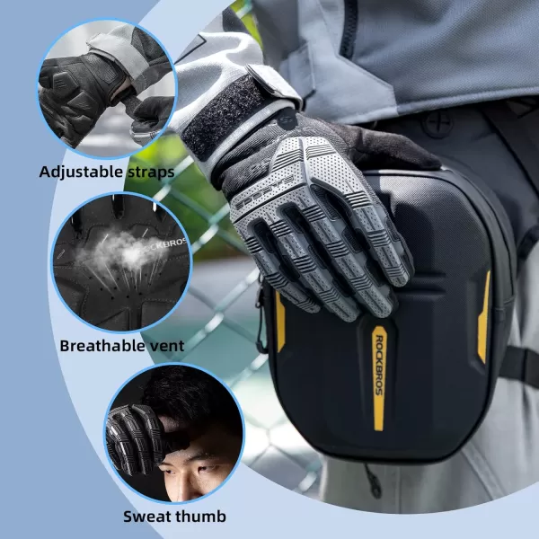 ROCKBROS Mountain Bike Gloves Dirt Bike Gloves Motorcycle Cycling Gloves with 6MM Gel Pad Touch Screen Knuckle Protection Gloves for BMX MX ATV MTB Racing Blackblack