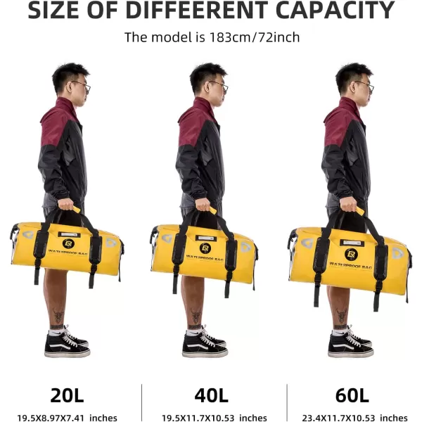 ROCKBROS Waterproof Duffel Bag 60L Motorcycle Travel Dry Duffel Bag for Motorcycling Boating Kayaking Camping Fishing Outdoor Adventure for Men WomenBlack