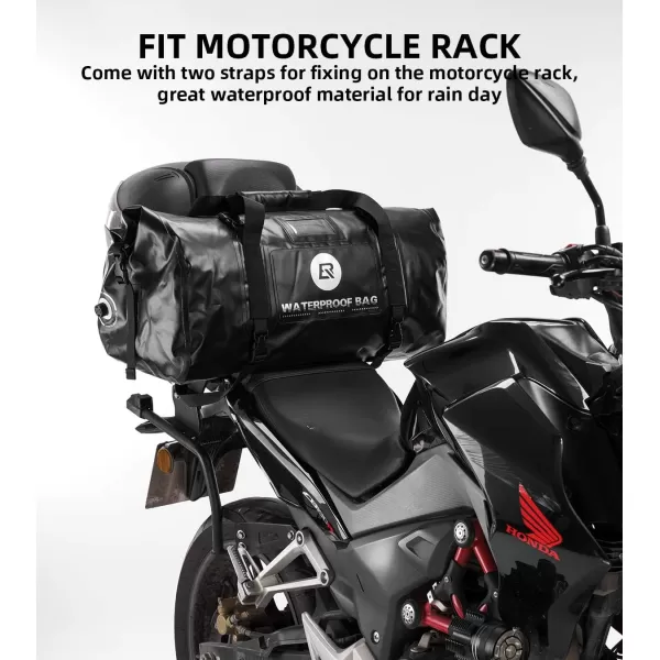 ROCKBROS Waterproof Duffel Bag 60L Motorcycle Travel Dry Duffel Bag for Motorcycling Boating Kayaking Camping Fishing Outdoor Adventure for Men WomenBlack