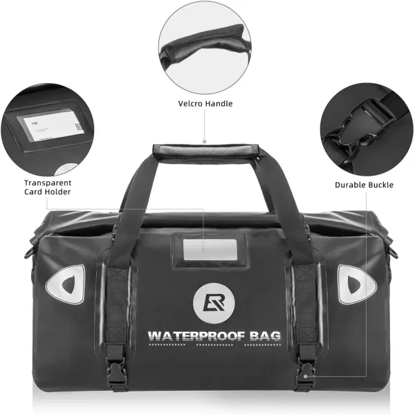 ROCKBROS Waterproof Duffel Bag 60L Motorcycle Travel Dry Duffel Bag for Motorcycling Boating Kayaking Camping Fishing Outdoor Adventure for Men WomenBlack