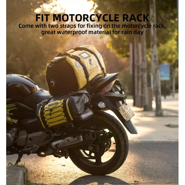 ROCKBROS Waterproof Duffel Bag 60L Motorcycle Travel Dry Duffel Bag for Motorcycling Boating Kayaking Camping Fishing Outdoor Adventure for Men WomenYellow