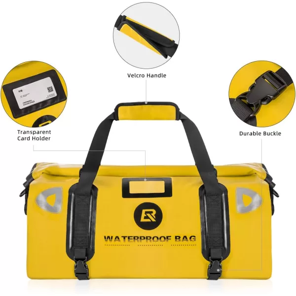 ROCKBROS Waterproof Duffel Bag 60L Motorcycle Travel Dry Duffel Bag for Motorcycling Boating Kayaking Camping Fishing Outdoor Adventure for Men WomenYellow