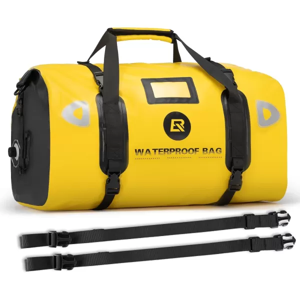 ROCKBROS Waterproof Duffel Bag 60L Motorcycle Travel Dry Duffel Bag for Motorcycling Boating Kayaking Camping Fishing Outdoor Adventure for Men WomenYellow