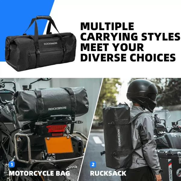 ROCKBROS Waterproof Duffel Bag 60L Motorcycle Travel Dry Duffel Bag for Motorcycling Boating Kayaking Camping Fishing Outdoor Adventure for Men Womenblack1