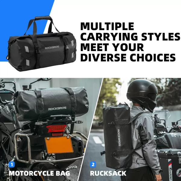 ROCKBROS Waterproof Duffel Bag 60L Motorcycle Travel Dry Duffel Bag for Motorcycling Boating Kayaking Camping Fishing Outdoor Adventure for Men Womenblack1