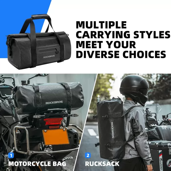 ROCKBROS Waterproof Duffel Bag 60L Motorcycle Travel Dry Duffel Bag for Motorcycling Boating Kayaking Camping Fishing Outdoor Adventure for Men Womenblack1