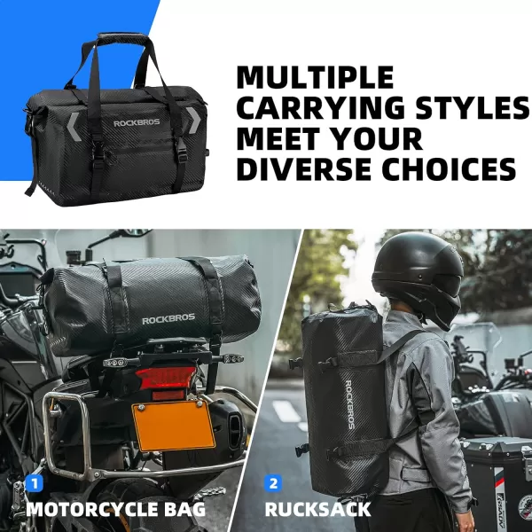 ROCKBROS Waterproof Duffel Bag 60L Motorcycle Travel Dry Duffel Bag for Motorcycling Boating Kayaking Camping Fishing Outdoor Adventure for Men Womenblack1