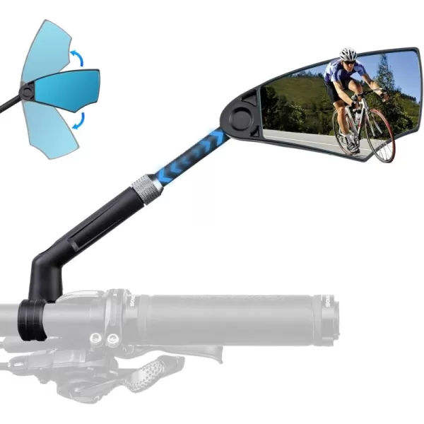 ROCKBROS 2023 Newest Handlebar Bike Mirror Adjustable Safe Rear View Mirror Antiglare Lens Scratch Resistant Glass Lens 360 Degree Flat Rotation Bike Accessories Suitable For 2124mm Handlebarblackright