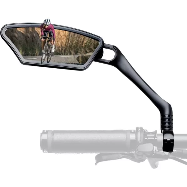 ROCKBROS Bike Mirrors Handlebar Mount Rearview Mirror HD BlastResistant Allround Angle Adjustable Retractable Bicycle Mirror for Ebike 2126mm Handlebarblackleft