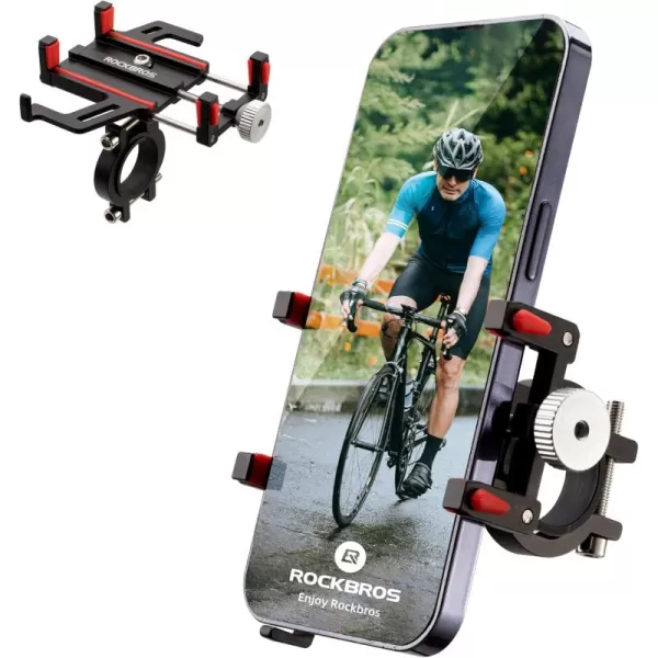 ROCKBROS Bike Phone Mount Holder Motorcycle ampamp Bicycle Handlebar Cell Phone Holder 360 Rotatable Aluminum Phone Clip for iPhone 11 12 13 Pro Max Mini X XR Xs Plus Samsung S21 S20 S10Red