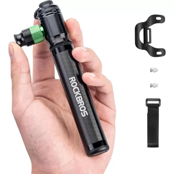 ROCKBROS Mini Bike Pump 110PSI Hand Pump and CO2 Inflator Dual Purpose Presta and Schrader Valve Compatible Bicycle Tire Pump for Road and Mountain Bikes Insulated Sleeve  No CO2 Cartridges Included