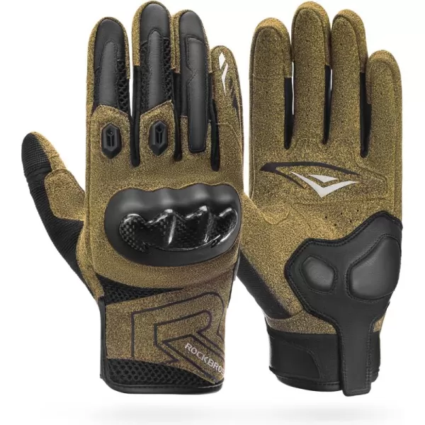 ROCKBROS Motorcycle Gloves for Men Women Full Finger Motorbike Gloves Touchscreen Motorcycle Gear with Hard Carbon Fiber Shell for Motorcross Racing Dirt Bike ATV UTV MTB Cycling BrownASIA XXLUS XL
