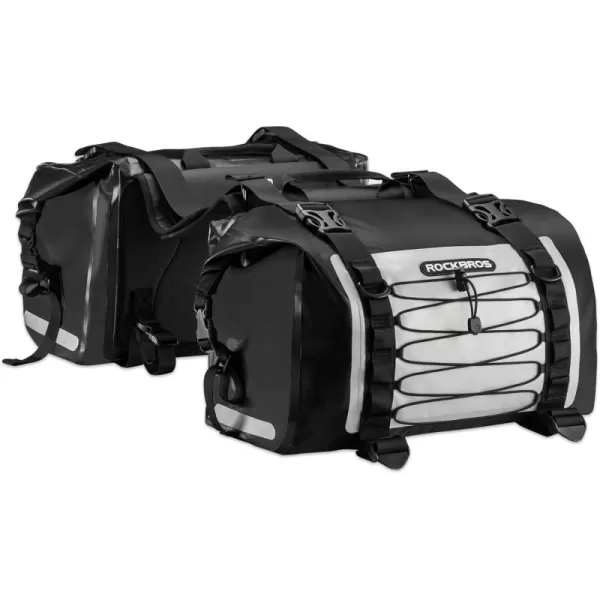 ROCKBROS Motorcycle Saddle Bags Motorcycles Saddlebags Waterproof 60L for Honda Yamaha Suzuki Removable Side Bag Pack Detachable Bag 2 PCSGrey