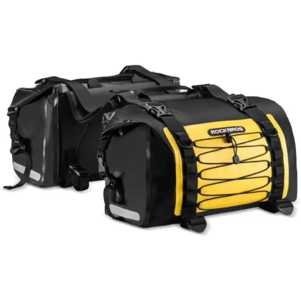 ROCKBROS Motorcycle Saddle Bags Motorcycles Saddlebags Waterproof 60L for Honda Yamaha Suzuki Removable Side Bag Pack Detachable Bag 2 PCSYellow