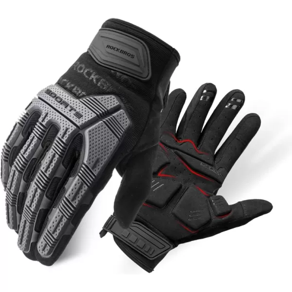 ROCKBROS Mountain Bike Gloves Dirt Bike Gloves Motorcycle Cycling Gloves with 6MM Gel Pad Touch Screen Knuckle Protection Gloves for BMX MX ATV MTB Racing Blackblack