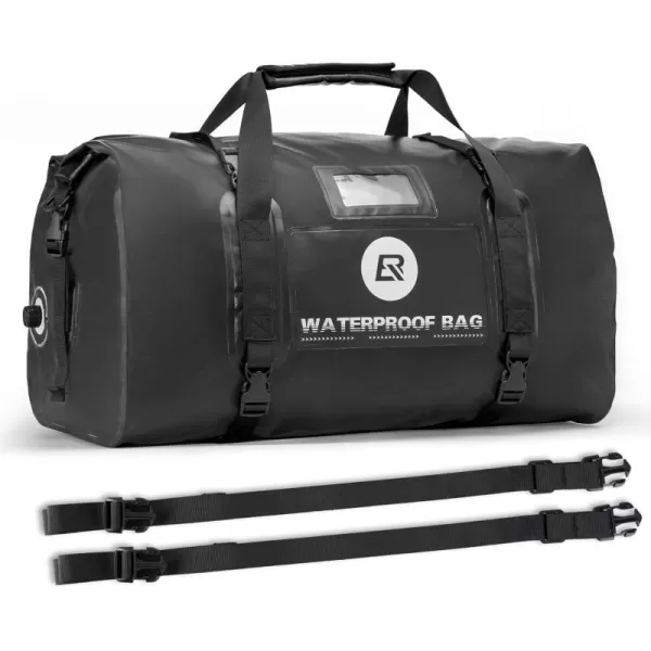ROCKBROS Waterproof Duffel Bag 60L Motorcycle Travel Dry Duffel Bag for Motorcycling Boating Kayaking Camping Fishing Outdoor Adventure for Men WomenBlack