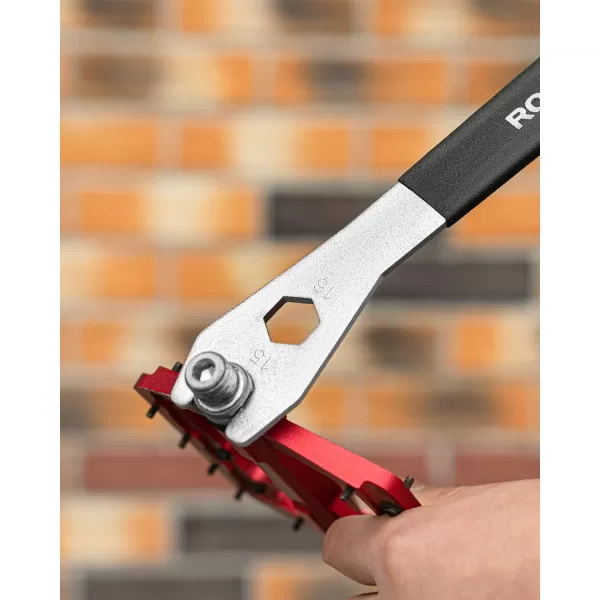 ROCKBROS 15mm Black Metal Pedal Wrench with Extra Long Handle for Bike Removal and Installation