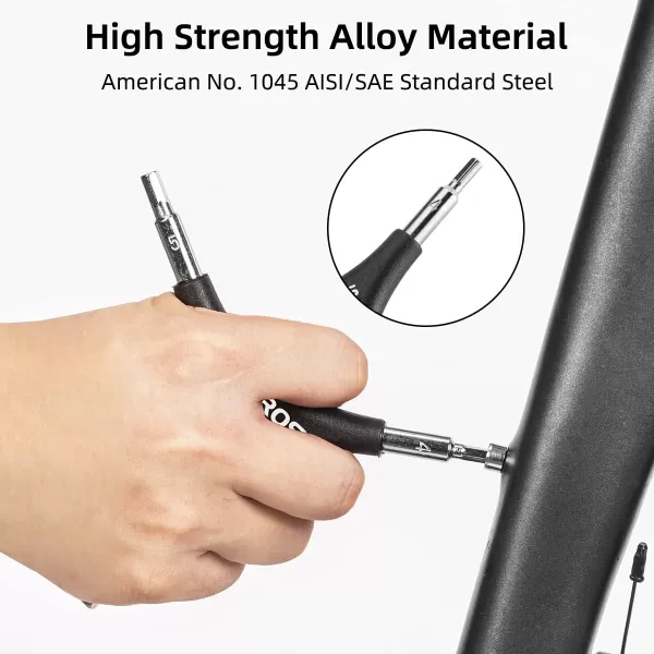 ROCKBROS 3in1 Allen Hex Wrench Set 456mm Sizes Black Silver Steel and PVC