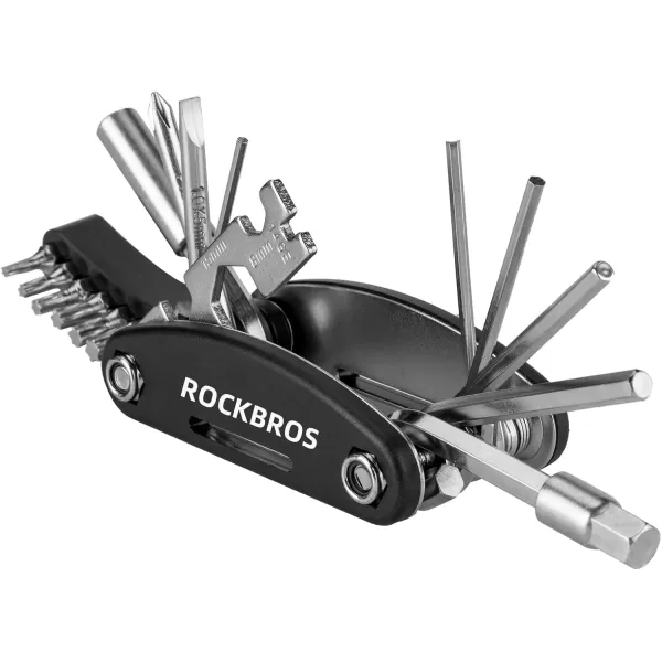 ROCKBROS Bike Repair Kits 16 In 1 MultiFunction Bike Tool Kits Portable Foldable Bike Multitool Cycling Tool Kit Bike Tool Allen Wrench Tire Levers