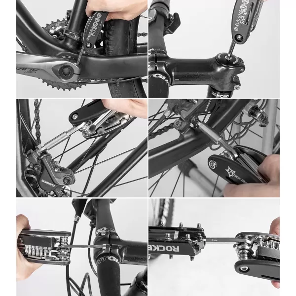 ROCKBROS Bike Repair Kits 16 In 1 MultiFunction Bike Tool Kits Portable Foldable Bike Multitool Cycling Tool Kit Bike Tool Allen Wrench Tire Levers