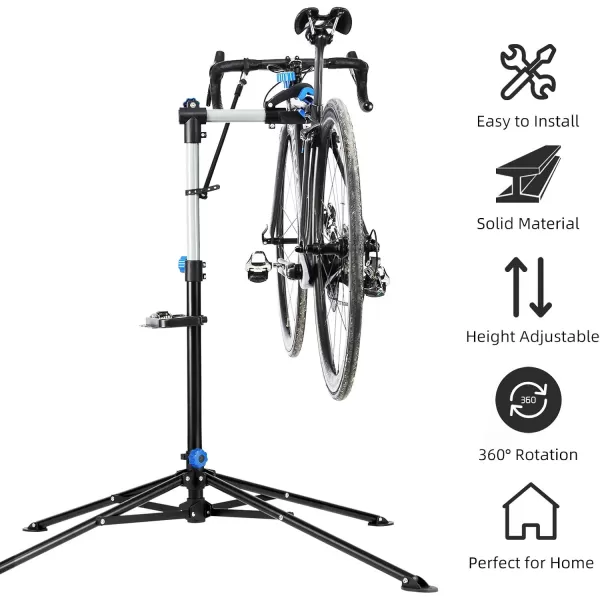 ROCKBROS Bike Repair Stand Bicycle Maintenance Rack Bike Stand for Maintenance Height Adjustable Foldable Bike Repair Mechanic Stand with Tool Tray for Mountain Road Bikes