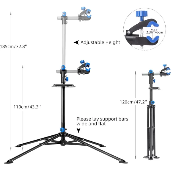 ROCKBROS Bike Repair Stand Bicycle Maintenance Rack Bike Stand for Maintenance Height Adjustable Foldable Bike Repair Mechanic Stand with Tool Tray for Mountain Road Bikes